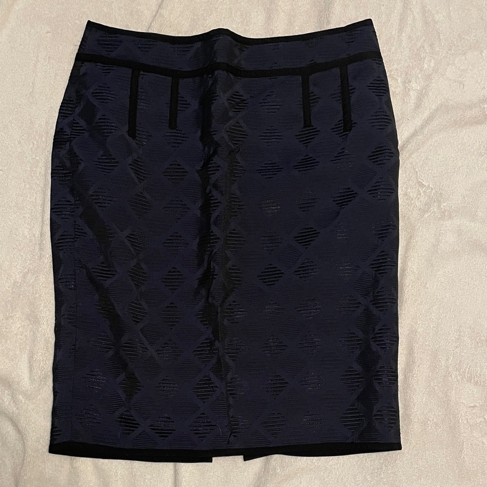 Ann Taylor Navy and Black Textured Pencil Skirt